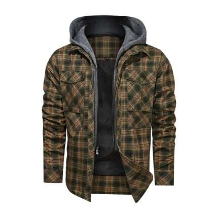 5 Quality Long Sleeve Plaid Jacket with Detachable Hood