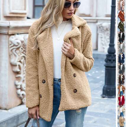 5 Button Luxury Loose Lapel Fluffy Coat